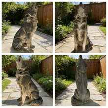 SRECELL 29.7" Howling Wolf Garden Statue, Large Resin Outdoor Wolf Sculpture for Yard Lawn Patio, Realistic Animal Statue for Garden Landscape, Entrance Decor & Wildlife Display