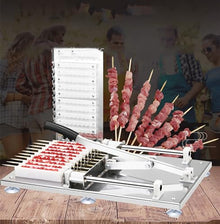 Etsuosy Meat Skewer Machine, Stainless Steel Manual Kebab Skewering Tool, 10 Strings at a Time, 6.8 kg