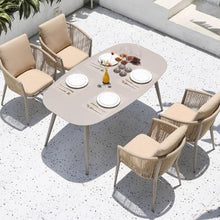 Outdoor Table and Chair Combination, Courtyard Garden, Sunroom, Villa, Internet Famous Hotel Restaurant, Outdoor Leisure, Plastic Wood Long Dining Table n1