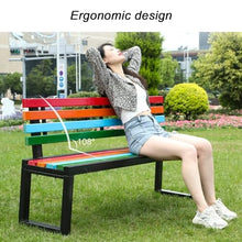 Sunyongfly Outdoor Garden Bench,Park Bench,Steel Frame,Wooden seat,Double Outdoor Bench with backrest, for Squares, Parks, and Residential Areas(Size:120cm)