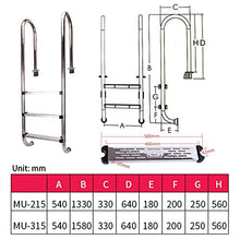 Swimming Pool Handrail Stainless Steel Pool Ladder with Slip Protection Tube Wall Thickness 1mm Quick Mount Base Need to be Embedded/Silver / 3 Step (Silver 3 Step) (Silver 2 Step)