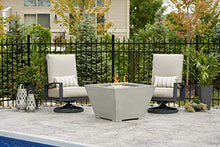 Outdoor GreatRoom Co Propane Fire Pit Table - Cove Gas Fire Pits for Outside Patio - 37 Inch Square Concrete Firepit Fire Table with Glass Tabletop Cover, Tempered Clear Gems, Riser Kit, 80,000 BTU