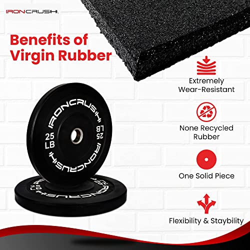 Iron Crush Olympic Bumper Plates Set - Virgin Rubber Weights for Strength Training 160LB Set