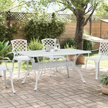 Owoxanthellate 59" White Cast Aluminum Patio Dining Table with Umbrella Hole, Seats 6, Weather-Resistant