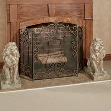 Lions at Guard Sculptures, Set of 2, Weathered Sand