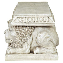 Design Toscano Grand Lion of John's Square Outdoor Garden Bench Seat, 29 inches wide, 15 inches tall, Cast Stone Resin, Antique Stone Finish