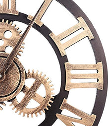 ZYBB Outdoor Garden Clocks, Retro Gear Quartz Silent Needleless Round Needle for The Garden Wall Mounted Precise Roman Numerals Metal Round 40cm(Color:D)