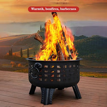 BNEI Fire Pit, Portable Tabletop fire Pit, Heating, Campfire, Barbecue All-in-one fire Pit, with Fireproof mesh Cover, 65 * 65cm