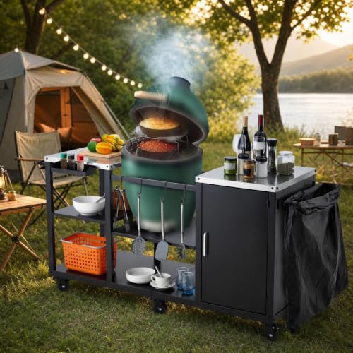 Heavy Duty Grill Cart for Big Green Egg Style BBQ