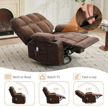 DobleePy Oversized Swivel Rocker Recliner Chair with Heat & Massage, Brown