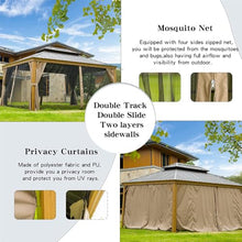 12x14 Hardtop Gazebo with Aluminum Frame and Galvanized Steel Roof for Outdoor Patio Deck or Lawn Use Wood-Look Design