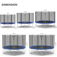 AOTOB 14 FT Trampoline with Safety Enclosure Net & Ladder Navy Blue