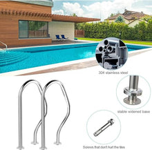 Swimming Pool Handrail, Pool Handrails Railing,304 Stainless Steel, Silver, Curved Spa Hand Grab Bar, 31.5 X 18.5 Inches Pool Hand Rail,200KG Load Capacity