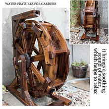 Waterwheel Fountain Wood Water Wheel Waterfall Wooden Garden Indoor Outdoor Wheels Fountain Vintage Rustic Ornamental Pond Decorative Balcony for Patio Backyard, Porch,Yard (Size : Diameter 90cm(35.4