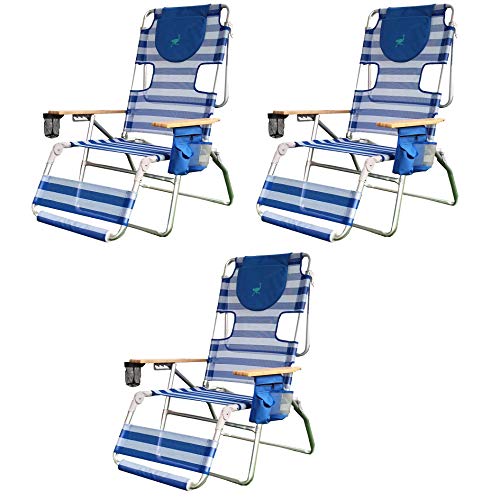 Ostrich 3-N-1 Altitude Outdoor Reclining Patio Beach Lounge Chair, 3-Pack