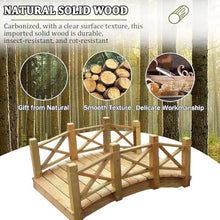 TT-YEL 5.9Ft Retro Curved Wooden Footbridge, Lawn Pond Bridge Walkway with Double Railings, Full Solid Wood Heavy Duty Garden Bridge, 500Kg Load-Bearing,Length 180cm