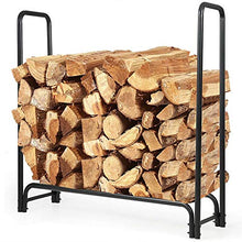LFSDFJ Outdoor 4 Ft Firewood Rack Fireplace Log Holder,Large Heavy Duty Iron Lumber Storage Holder,Kindling Log Carrier,for Patio/Deck,Tall 123cm,Black