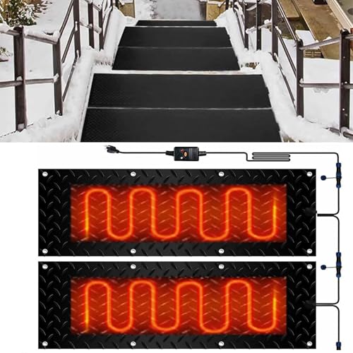 YTNGTT Snow Melting Mat for Outdoor Driveways and Stairs - Anti-Slip Rubber Pad with Power Cord for Winter Ice and Snow Removal(40x120cmx2Pcs)