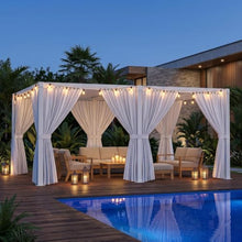 ADRERIC Louvered Pergola 12'x16' Outdoor Pergola with Roof, Heavy Duty Aluminum Frame & Waterproof Curtains, Hardtop Gazebo with Adjustable Louvers for Patio, Deck and Backyard, White