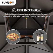 Sunjoy 12.5 x 12.5 ft. Hardtop Gazebo Brown Steel 2-Tier Outdoor with Ceiling Hook