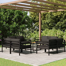 Kaorsrow 9-Piece Garden Lounge Set - Modular Anthracite Aluminum Outdoor Sectional Furniture with Cushions - Modern 8-Person Seating for Patio, Backyard, and Terrace