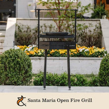 Ash & Ember Santa Maria Grill, Argentine Style Open Fire Grill, Adjustable Cooking Grate with Flywheel, BBQ Grill Comes with Cast Iron Skillet