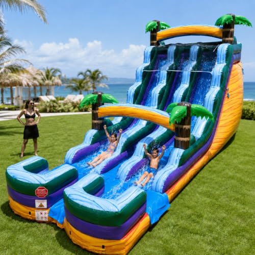 TentandTable 18FT Commercial Inflatable Double Water Slide, Tropical Yellow