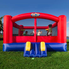 Blast Zone Double Play Inflatable Dual Hoops Bounce House with Blower Red