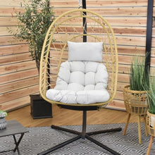 Deluxe Nest Chair with Steel Stand & GeoBella Plush Outdoor Cushion Accomodates 250lbs - Cappuccino