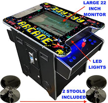 TOP US VIDEO ARCADES Full Size Cocktail Arcade Machine 2 Player 412 Games 22" LCD with Stools Black