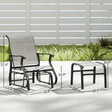 Amgalers Outdoor Glider Chair with Ottoman, Mesh Patio Glider, Anti-Rust Steel Frame, Anti-Slip Pads for Porch Garden Backyard(Gray)