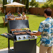 EUHOME 4-Burner Stainless Steel Gas Grill | 34,000 BTU Total Output & 421 sq.in Cooking Area | Powerful Even-Heat System for Large Family BBQs & Backyard Parties