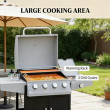 4-Burner Propane Gas Grill with, Outdoor BBQ Grill with Built-in Thermometer, Storage Cabinet, for Backyard Patio & Family BBQ