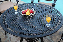 GrandPatioFurniture.com CBM Patio Elisabeth Collection 7 Piece 48" Cast Aluminum Bar Set Black Brown