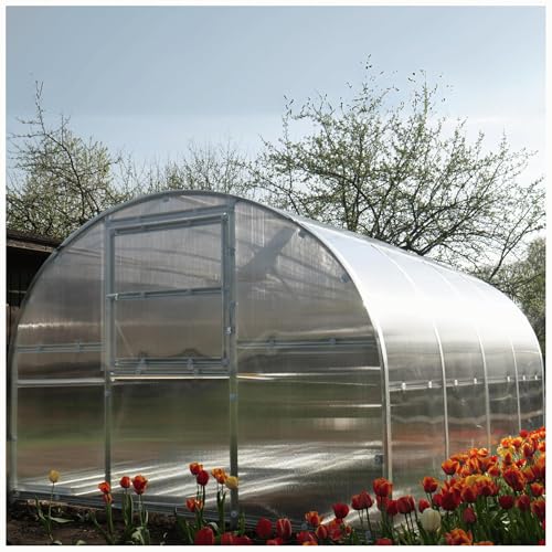 Baumera Polycarbonate Greenhouse Kit - Greenhouse - Easy Assembly & Heavy Duty Greenhouses for Outdoors- with Vents and Extra Door (Transparent, 10x33 FT)