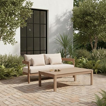 Meridian Furniture 396Beige-L Newport Collection Modern | Contemporary Outdoor Patio Loveseat with Acacia Wood, Thermowood Treatment, Cover Included, Water Resist, 65" W x 30.25" D x 33.25" H, Beige
