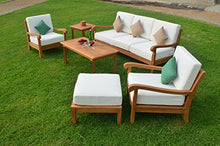 WholesaleTeak New Luxurious 6 Piece Teak Sofa Set - 3 Seater Sofa, 2 Lounge Chairs, 1 Ottoman, 1 Coffee Table and 1 End Table - Furniture only - Napa Collection #WHSSNP