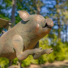 Large Rocking Animals with Flapping Wings Garden Stakes (Bronze, Flying Pig)