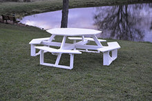 A&L Furniture 54" Amish-Made Octagonal Poly Walk-in Picnic Table with Benches, White