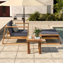 Finca ancha Patio Furniture Set with Small Outdoor Table, Versatile Patio Bar Set w/Sillas para Balcon, Durable Acacia Wood Frame, Sillas para Patio Exterior for Garden or Poolside (Natural+Grey)