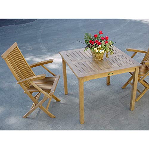 Anderson Teak Bahama Classic 3-Piece Bistro Table Set - Outdoor Patio Furniture