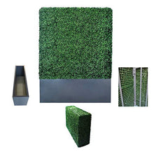 AGPL Artificial Boxwood Hedge Wall with Gray Color Stainless Steel Planter Box and Caster. Moveable Privacy Decorative Wall 48" W x12 D x 67“H …