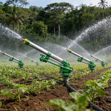 Adjustable Angle Impact Irrigation Sprinkler, Large-Area Irrigation Lawn Sprinkler Spray with 9 Nozzles, 360° Vortex Spray & 27-68m Range, Even Accurate Coverage Grass, for Landscaping