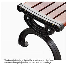 LASEVE Garden Benches, Outdoor Cast Aluminum Park Bench, Aluminum Alloy Imitation Wood Grain Leisure Bench with Backrest and Armrests, Out Suitable for Outdoor and Indoor