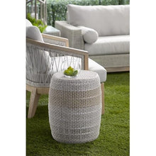 Loom 16 1/2" W Taupe and White Flat Rope Outdoor Accent Table