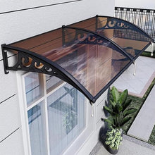 Outdoor Modular Door Canopy Awning 100x380cm (39x150in): UV & Rain Protection, Durable Aluminum Bracket, Brown, for Patios, Terraces, Entryways & Walkways