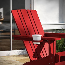 Taylor & Logan Hedley Adirondack Chair with Cup Holder, Weather Resistant HDPE Adirondack Chair in Red, Set of 4