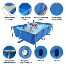 118" L x 79" W x 26" H Blue Rectangular Steel Frame Above Ground Outdoor Backyard Swimming Pool Set Swimming Pools Framed Swimming Pools