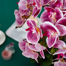 QQWW Artificial Phalaenopsis Orchid Bonsai Faux Flowers with Vase Flowers Arrangement 9 Head PU Bonsai for Home Office Table Decor (Color : White)
