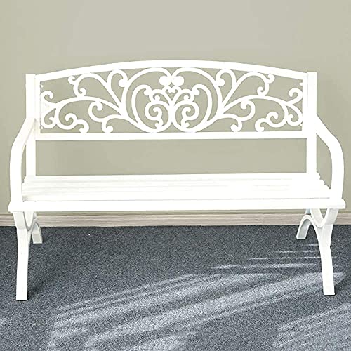 Rsmmpqa Park Benches for Outside, Cast Iron Metal Garden Bench, Conservatory, Patio, Lawn or Garden Seat - 2 Seater (Color : Bronze, Size : Cross Table Legs (White Right Angle Table Legs)